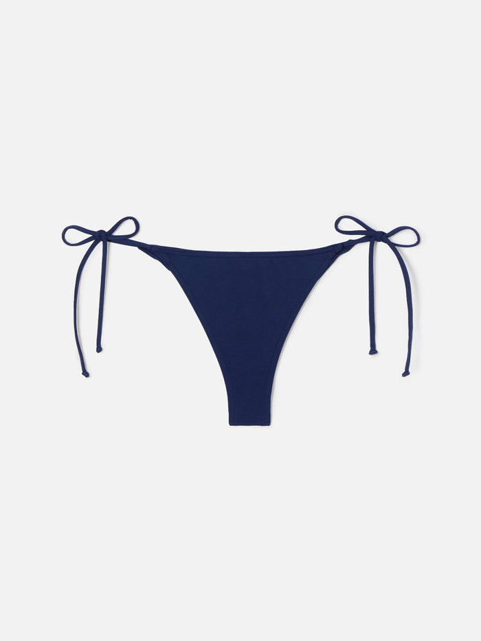 Marielle Brazilian With Side Ties Bikini Bottoms Solid Blue Bottom
