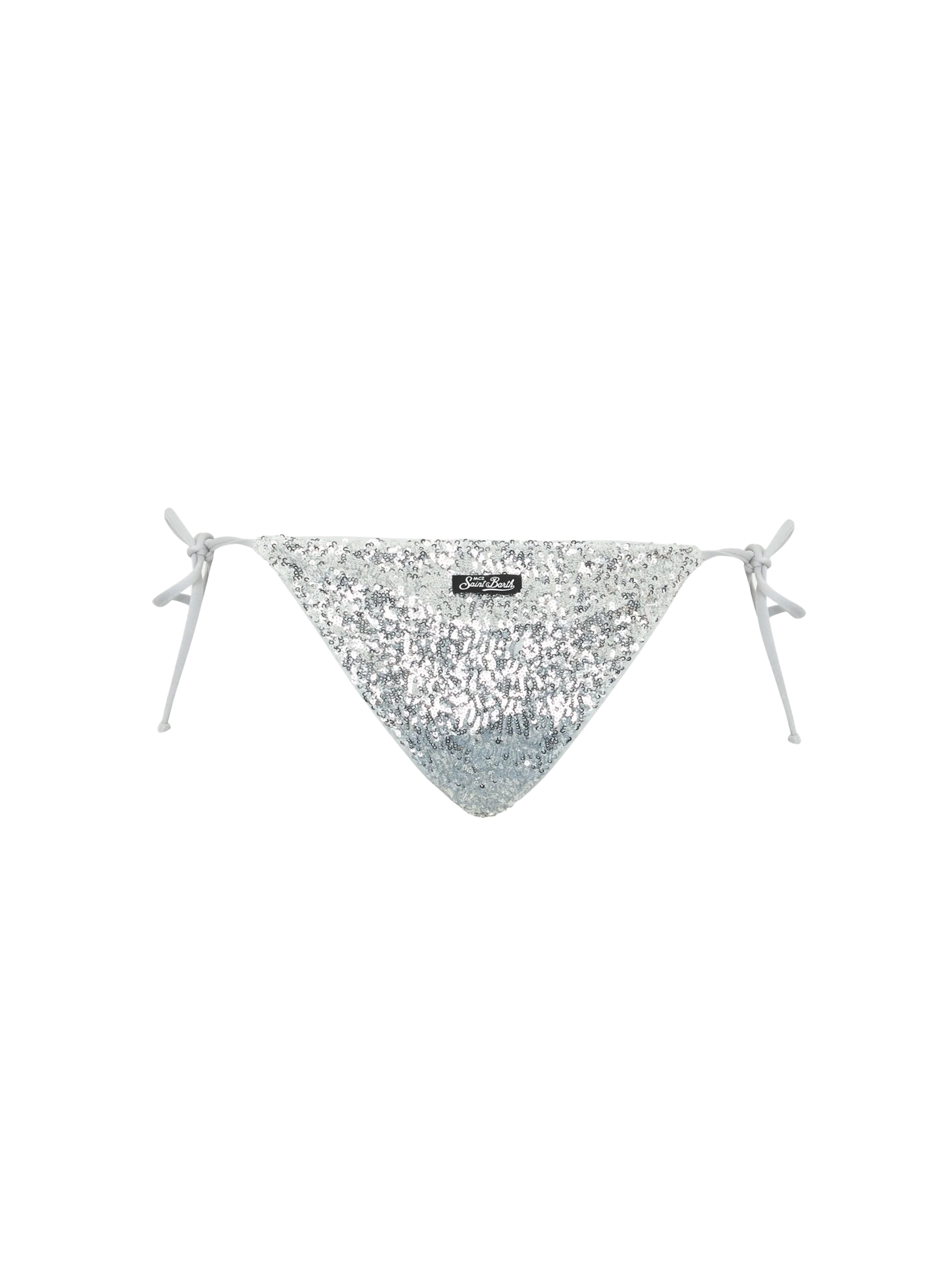 Marielle Silver Sequin Swim Briefs Grey Bottom