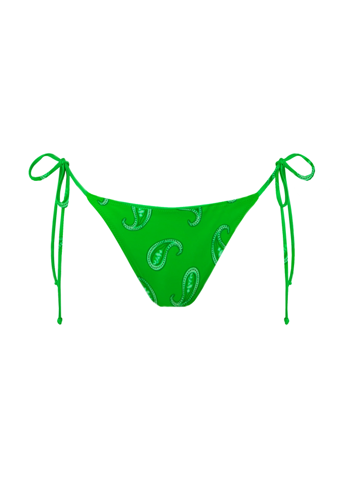 Woman Swim Briefs With Paisley Print Green Bottom