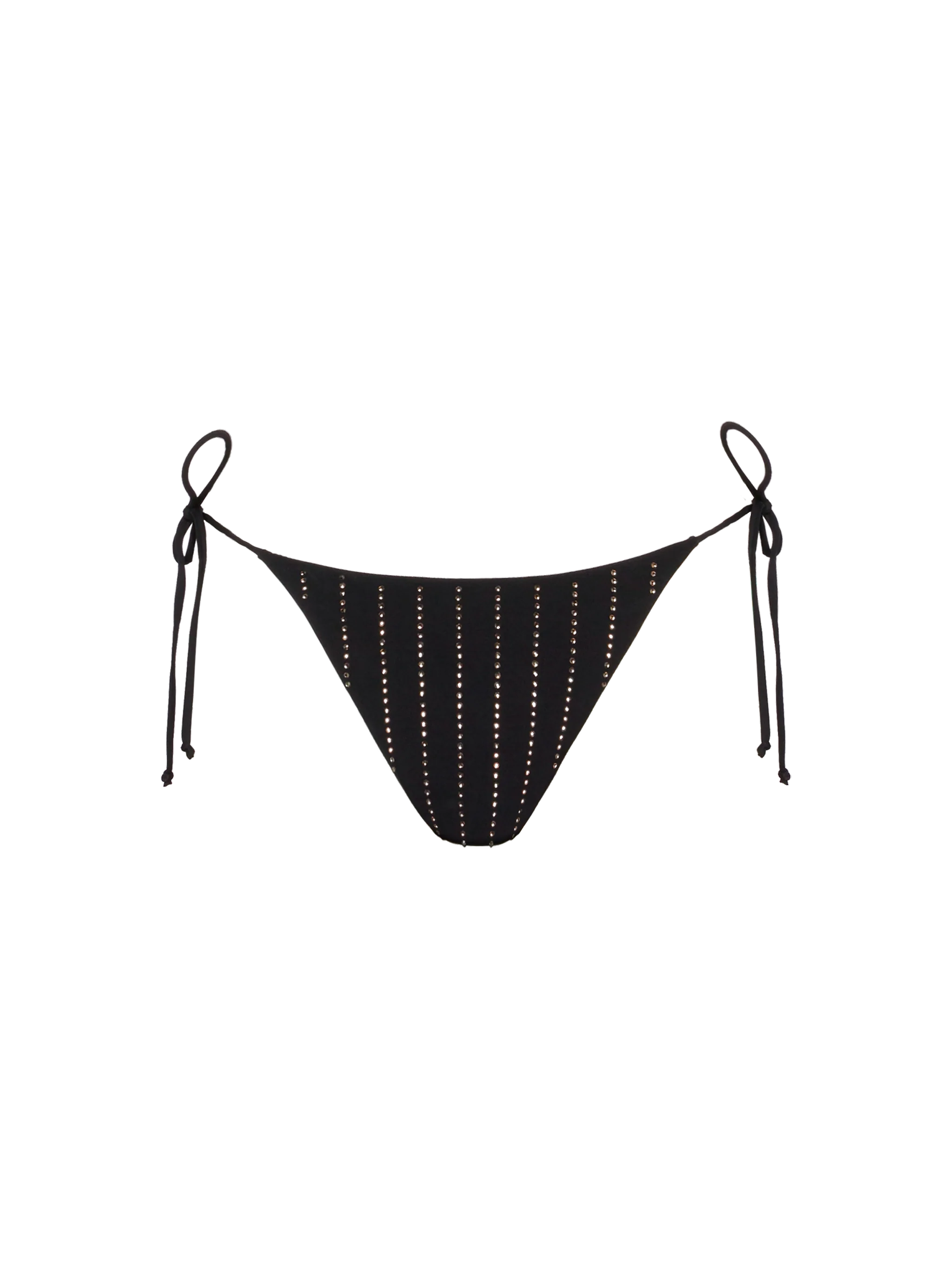 Marielle Black Classic Swim Briefs With Striped Rhinestone Embellishment Bottom