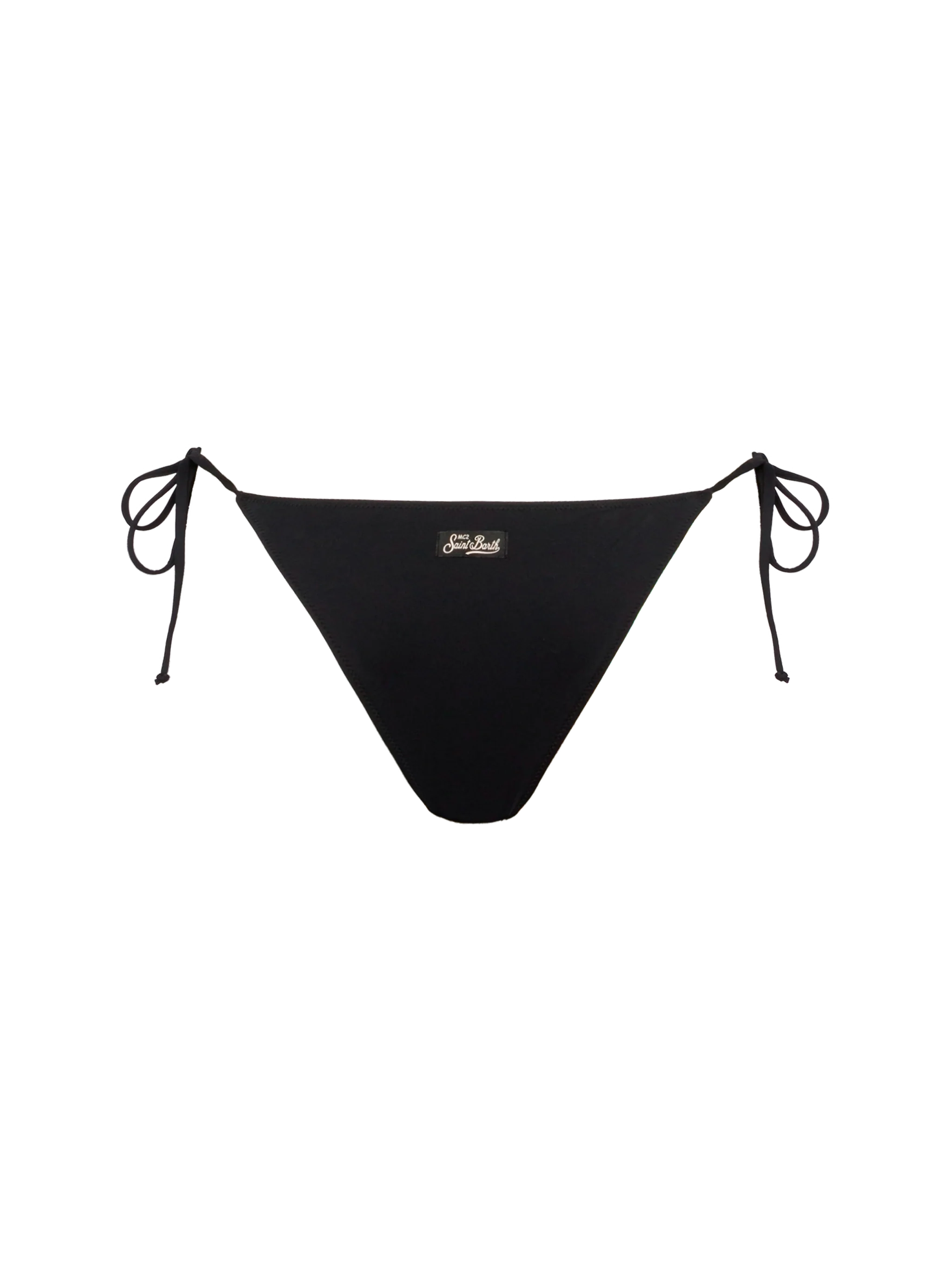 Marielle Black Classic Swim Briefs With Striped Rhinestone Embellishment Bottom