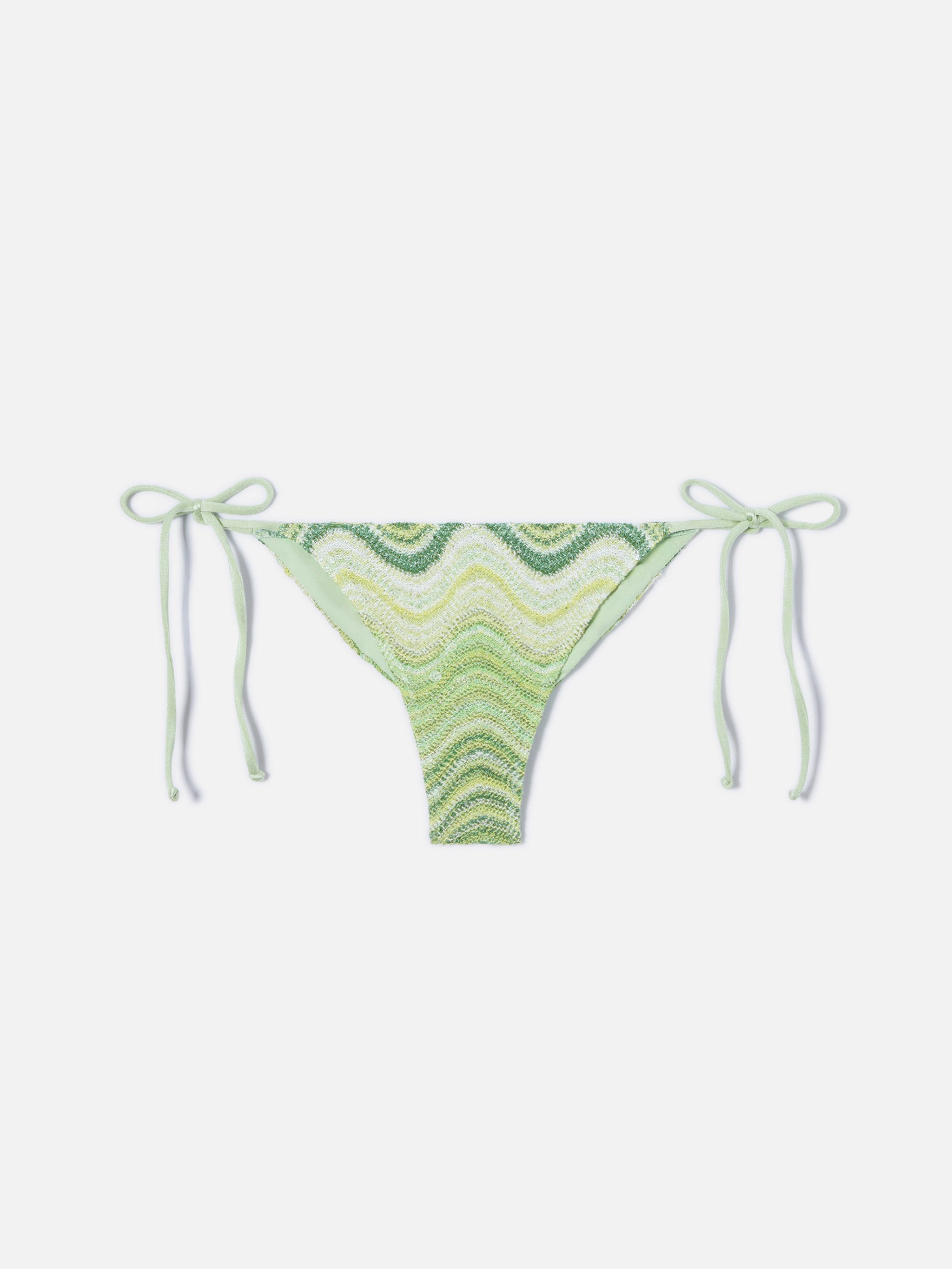 Marielle Brazilian Bikini Bottoms Raschel Fabric With Sequin Detail Apple Green Bottom