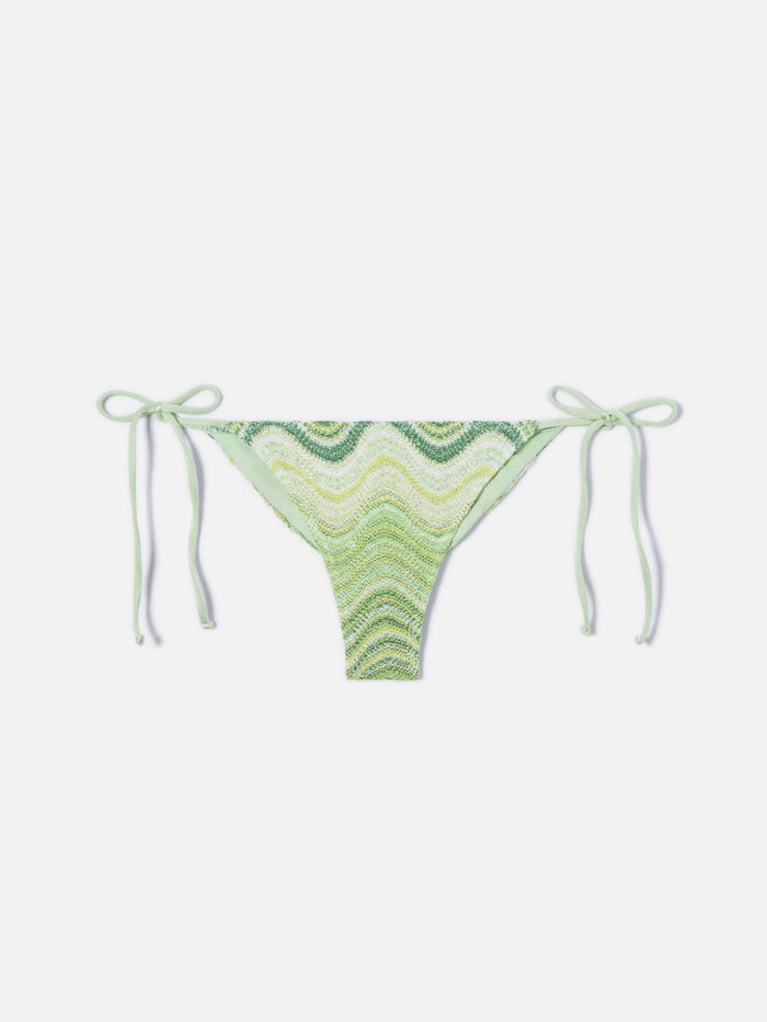 Marielle Brazilian Bikini Bottoms Raschel Fabric With Sequin Detail Apple Green Bottom