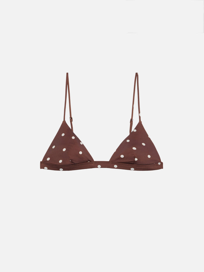 Rylie Triangle Top With Polka Dots Print Brown