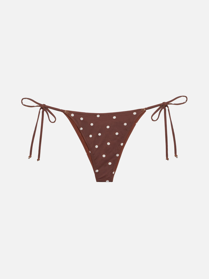 Marielle Classic Swim Briefs With Polka Dots Print Brown Bottom
