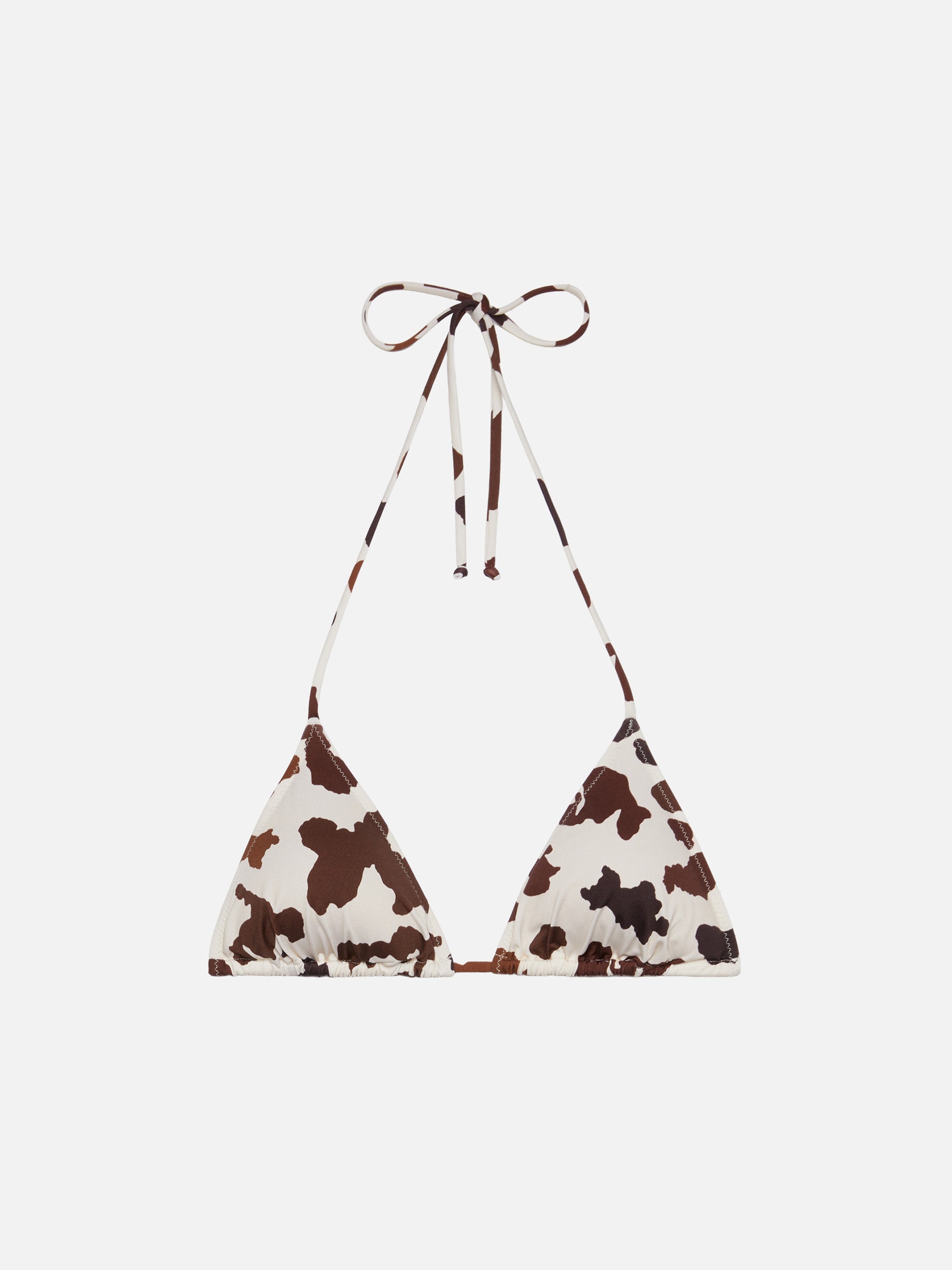 Leah Triangle Top Swimsuit With Cow Skin Print Beige