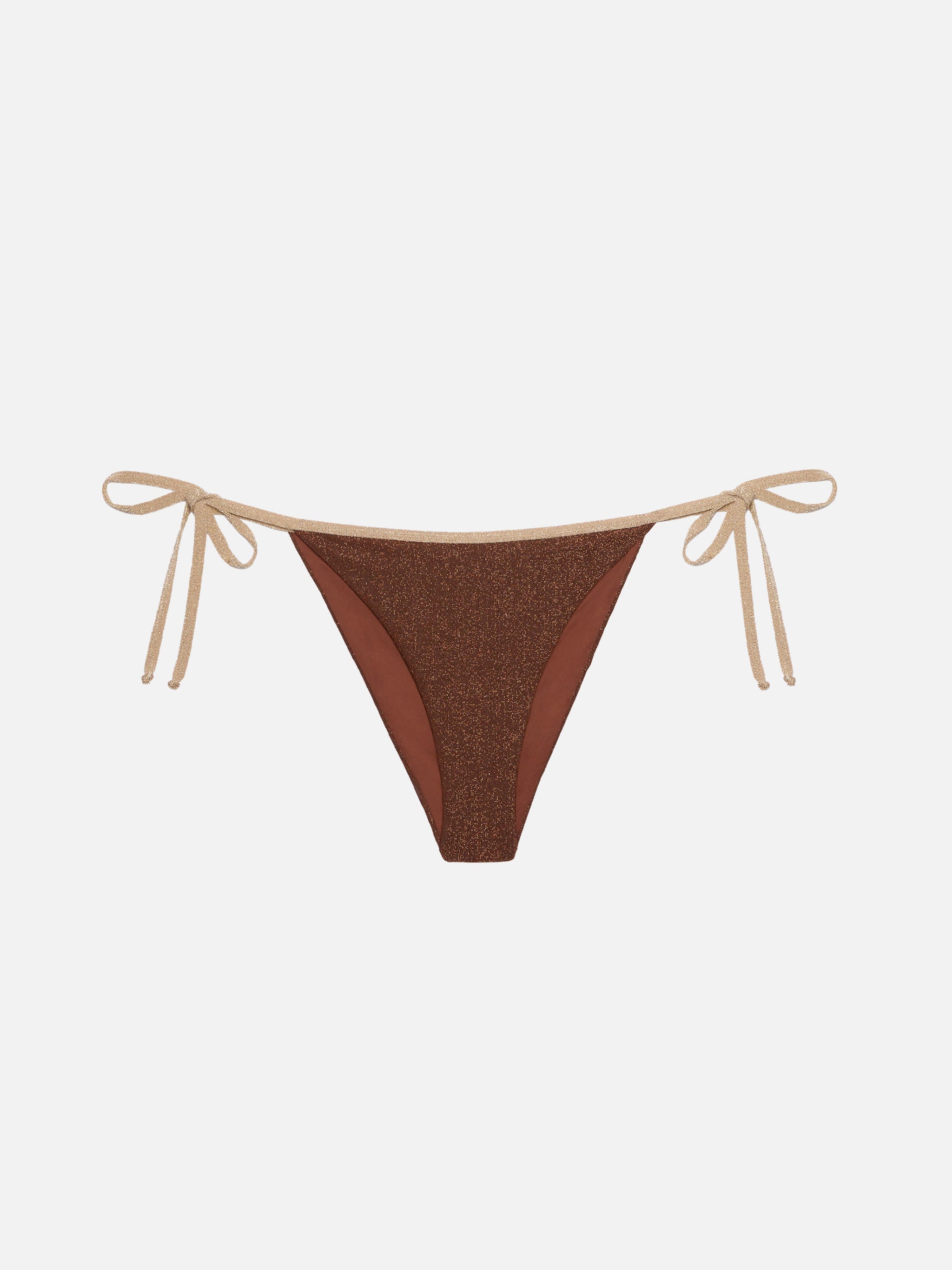 Marielle Vrown Lurex Classic Swim Briefs With Gold Piping Brown Bottom