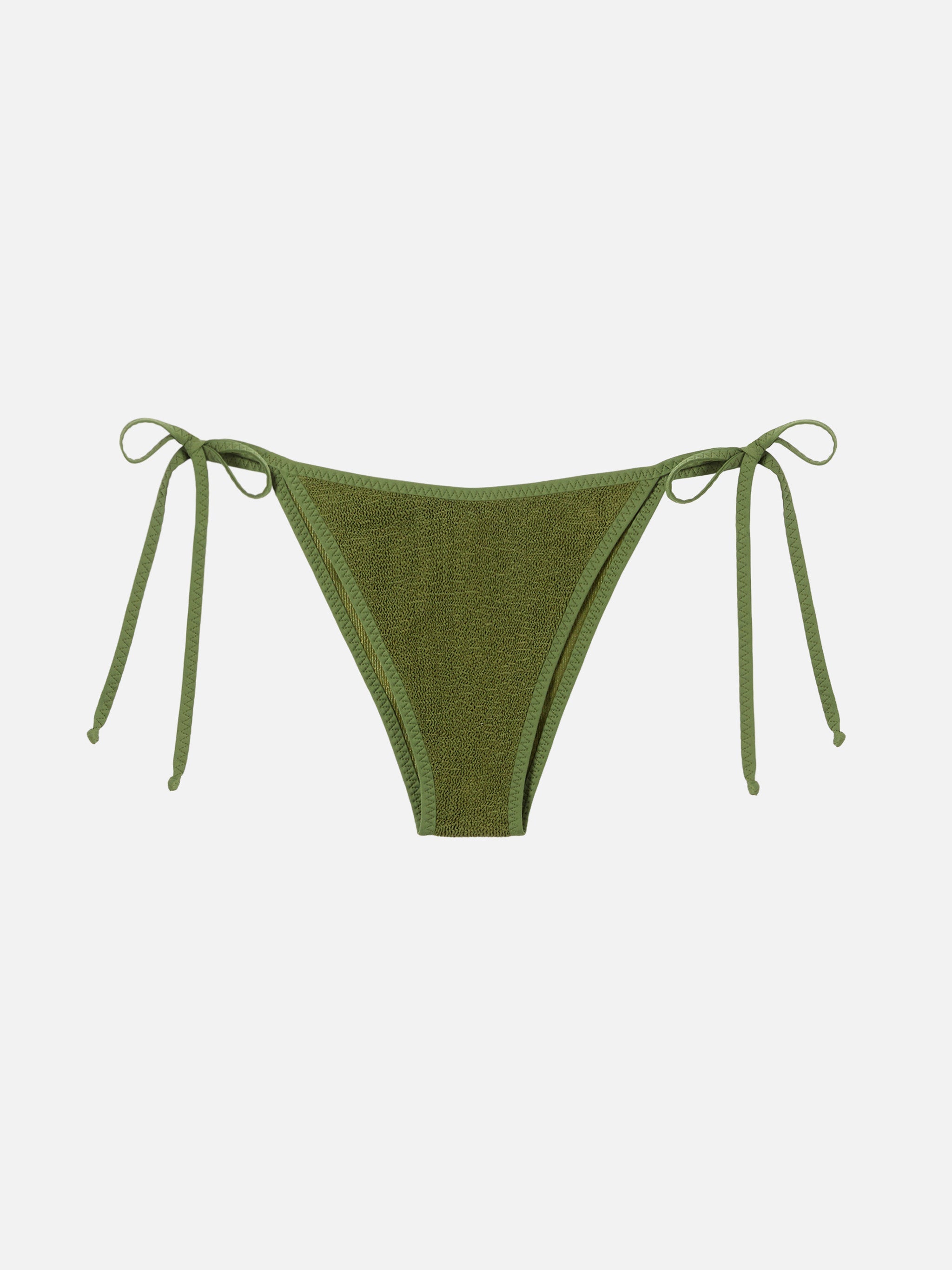 Green Crinkle Marielle Swim Briefs With Piping Bottom