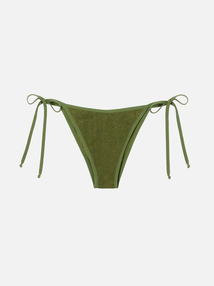Green Crinkle Marielle Swim Briefs With Piping Bottom