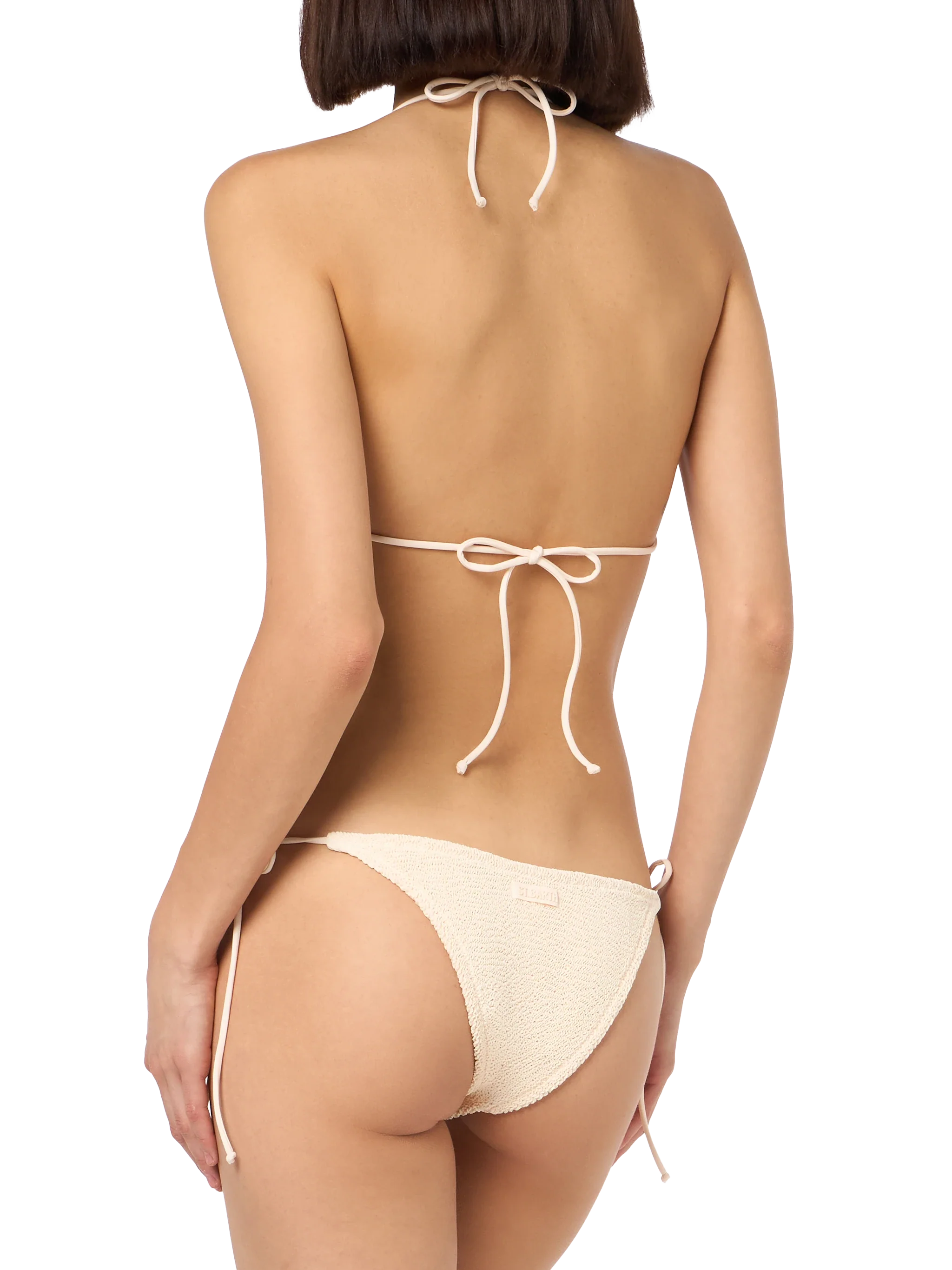 Beige Crinkle Marielle Classic Swim Briefs White Bottom