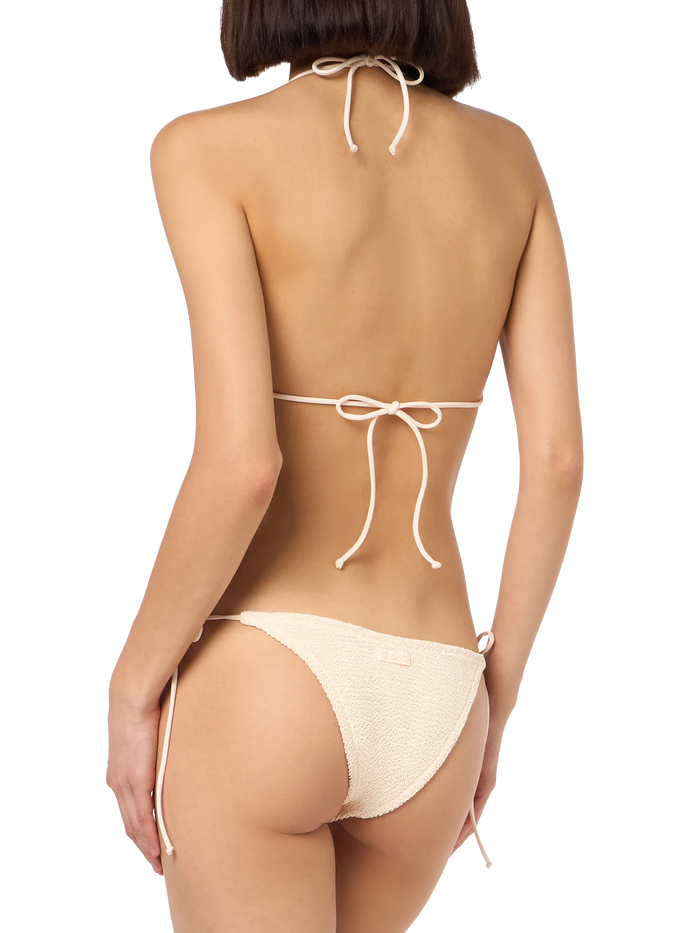 Beige Crinkle Marielle Classic Swim Briefs White Bottom