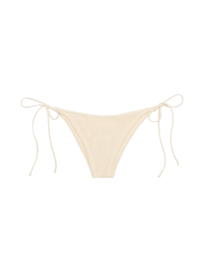 Beige Crinkle Marielle Classic Swim Briefs White Bottom
