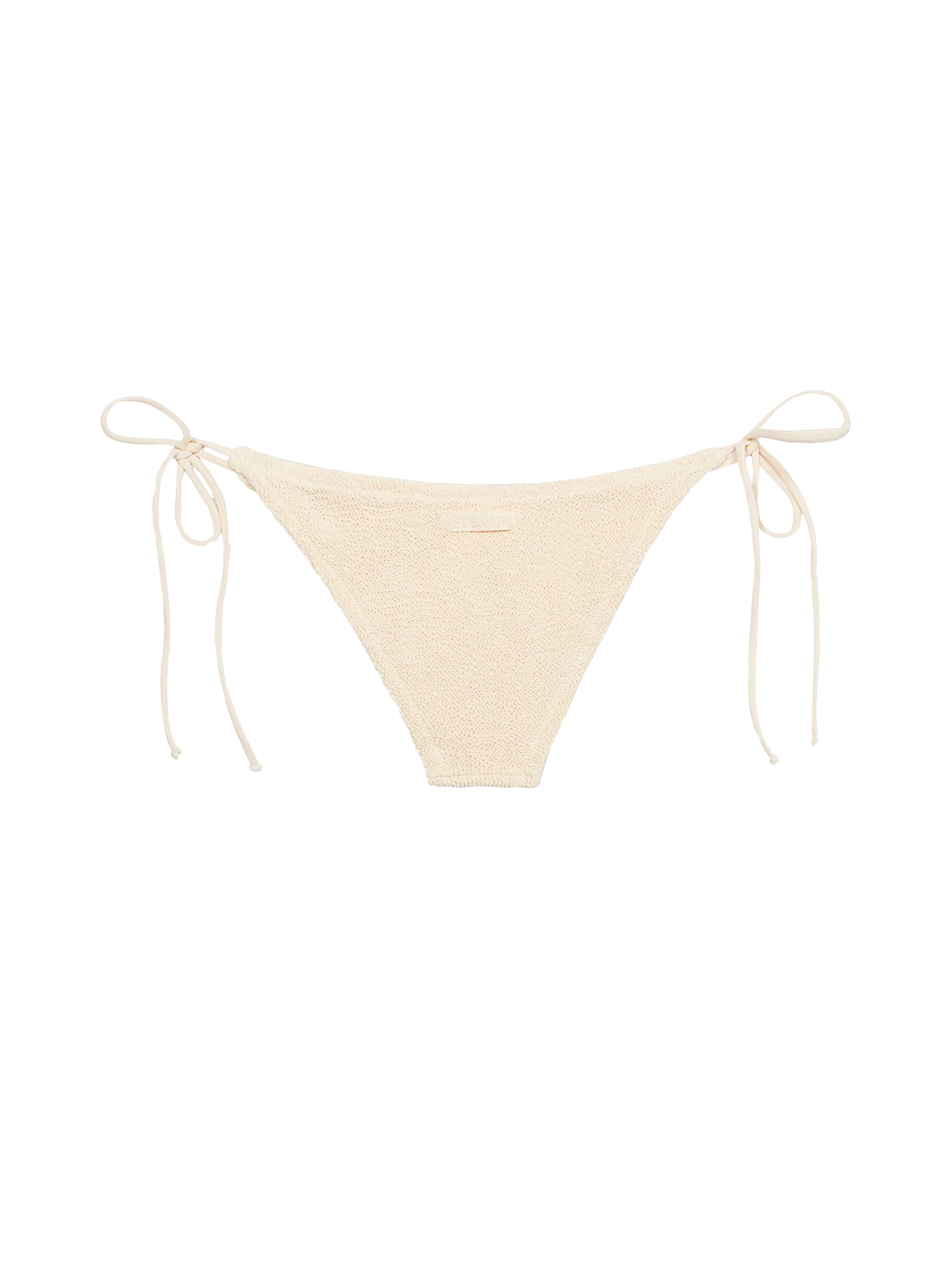 Beige Crinkle Marielle Classic Swim Briefs White Bottom