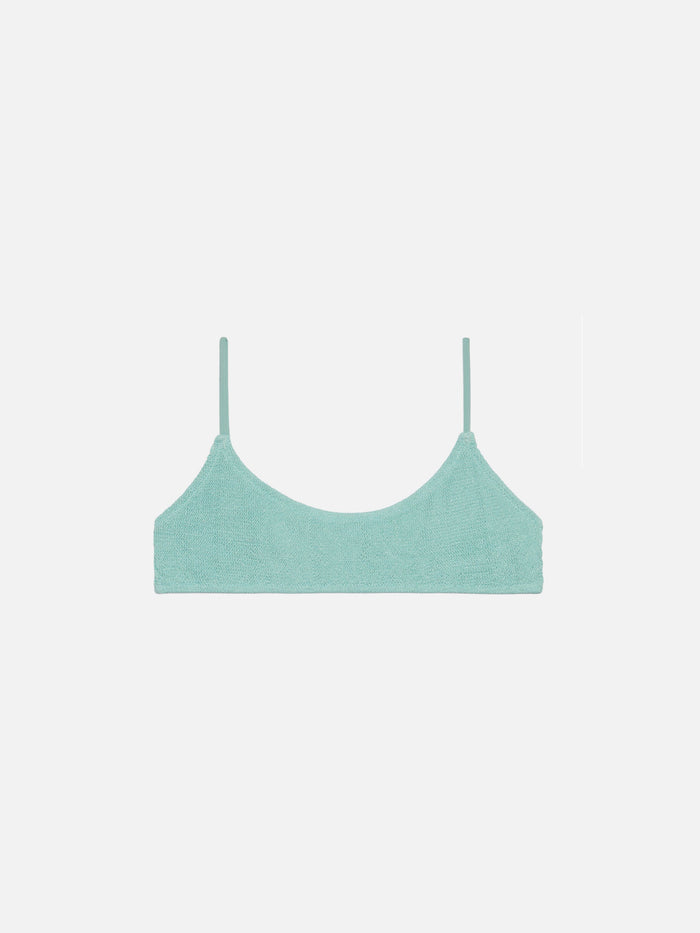 Judy Crinkle Lurex Sage Green Bralette Top