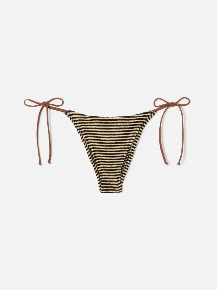 Marielle Brazilian Bikini Bottoms Striped Crinkle Fabric White Bottom