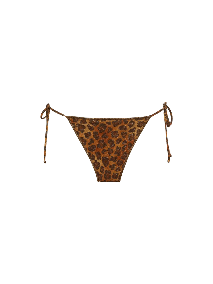 Marielle Lurex Classic Swim Briefs With Animalier Print Brown Bottom
