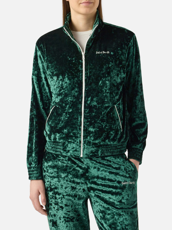 Miriam Green Chenille Sweatshirt With Embroidery Jacket