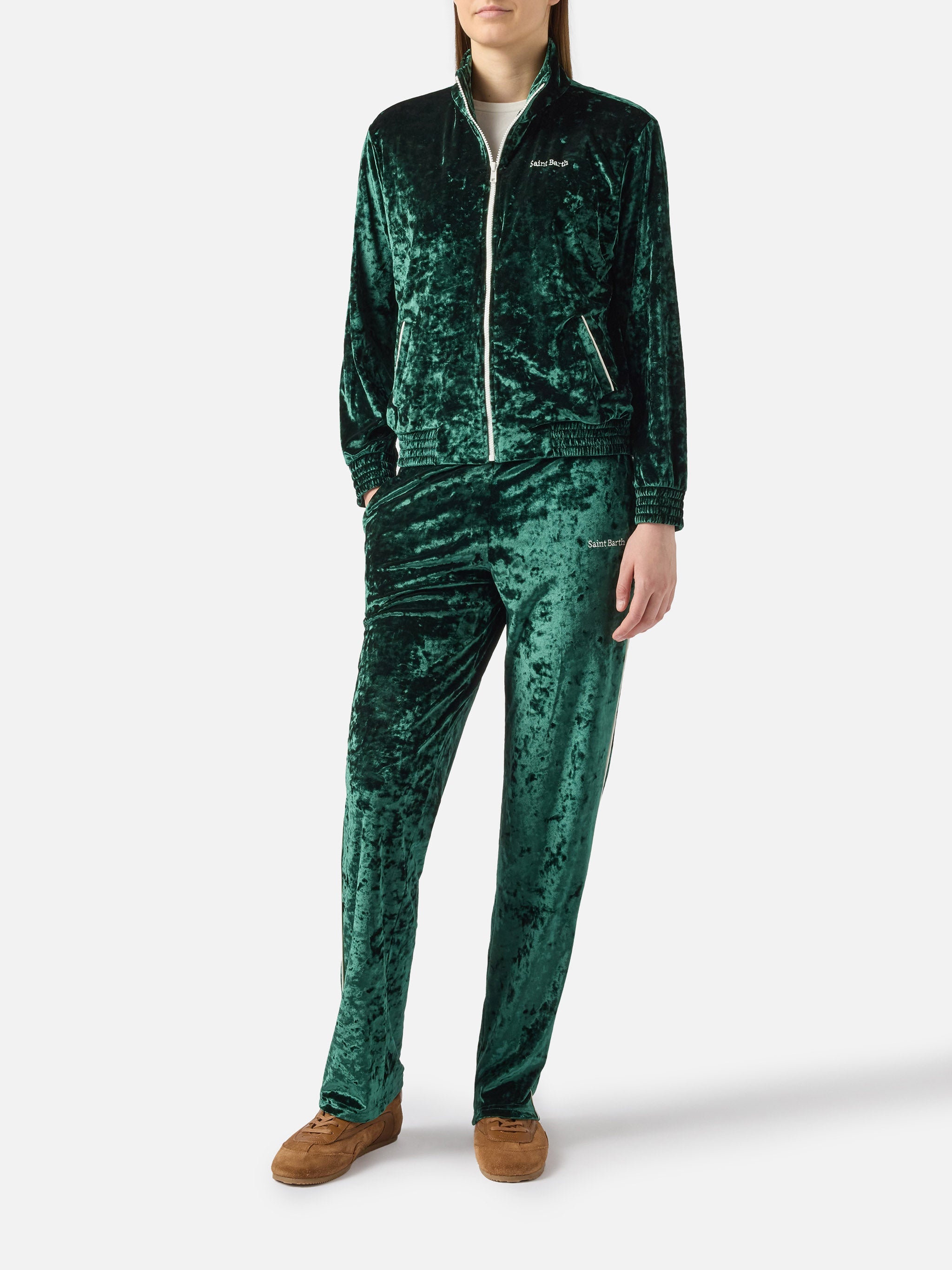 Miriam Green Chenille Sweatshirt With Embroidery Jacket