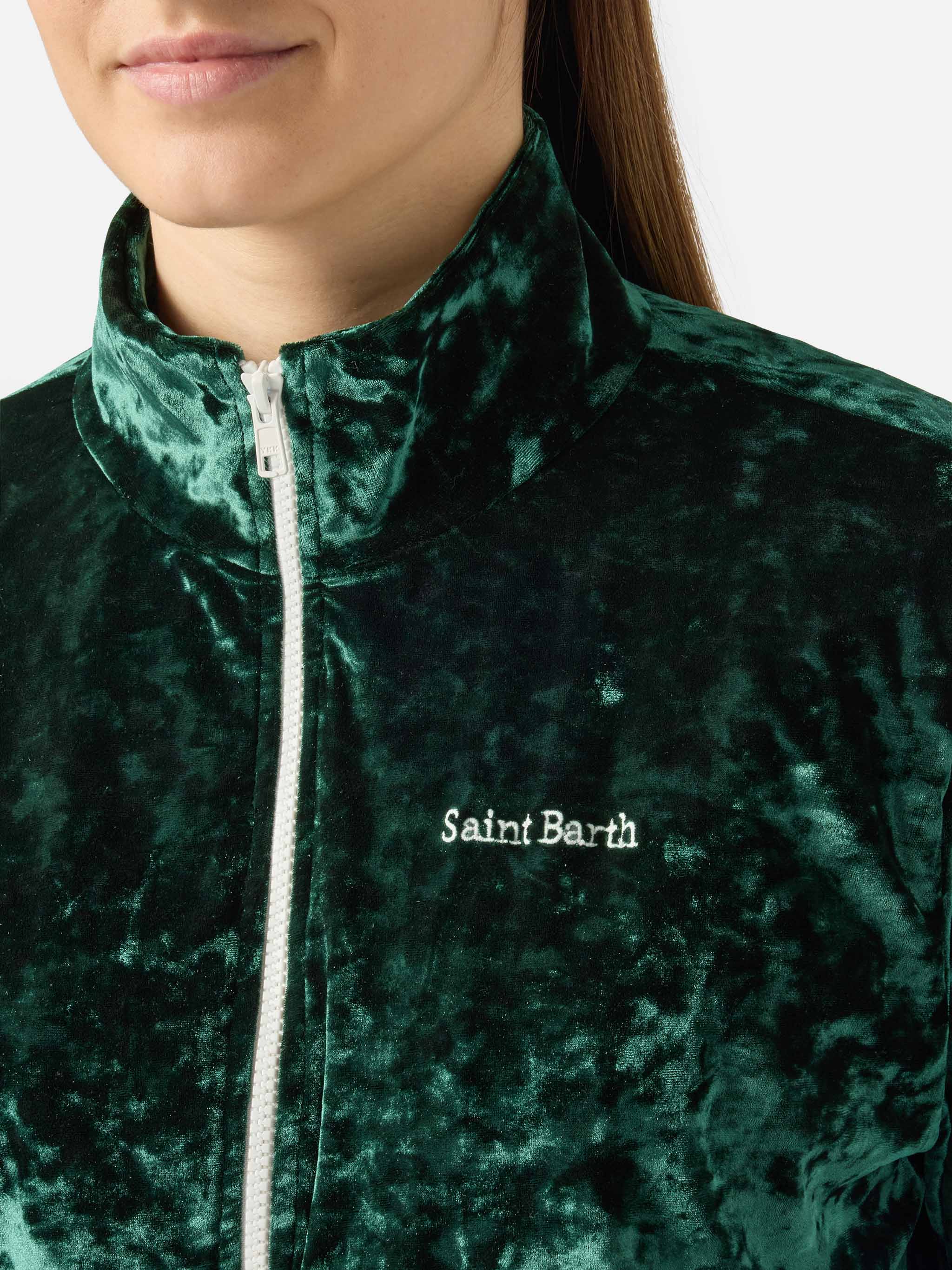 Miriam Green Chenille Sweatshirt With Embroidery Jacket