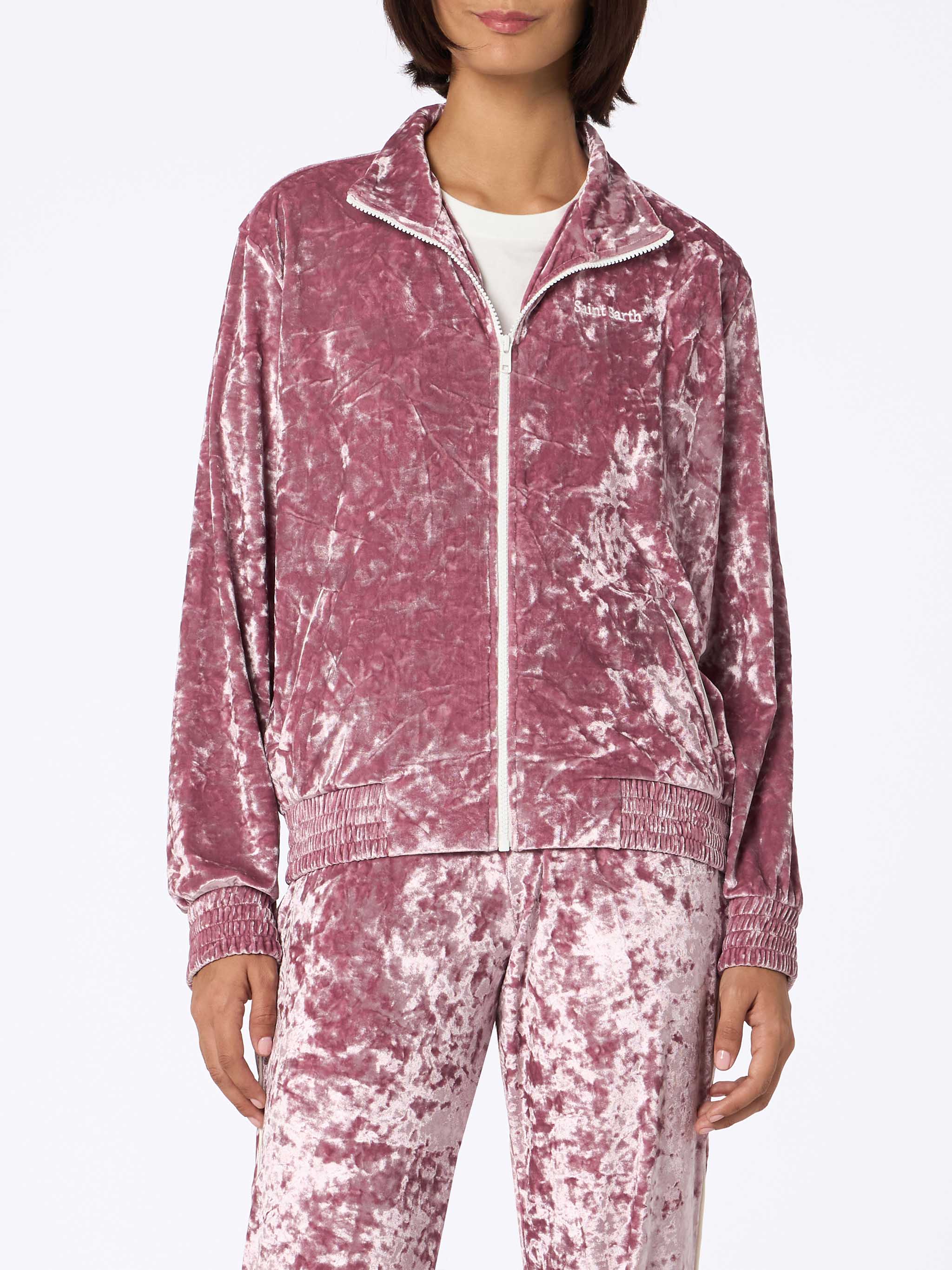 Miriam Pink Chenille Zip Hoodie Jacket