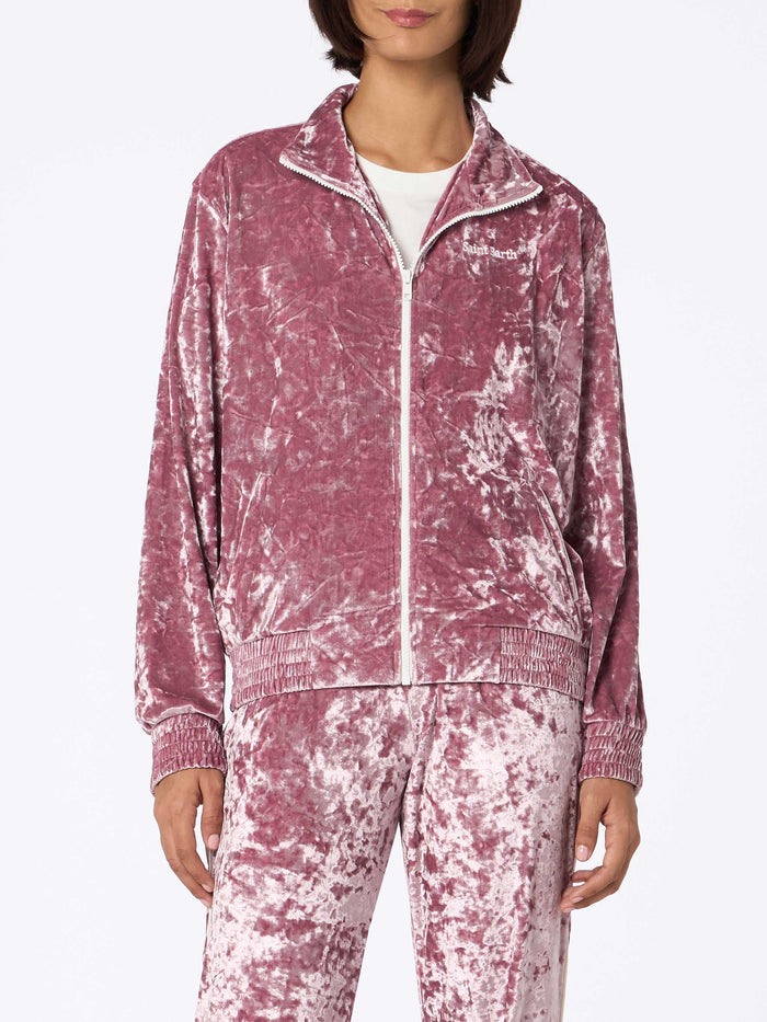 Miriam Pink Chenille Zip Hoodie Jacket