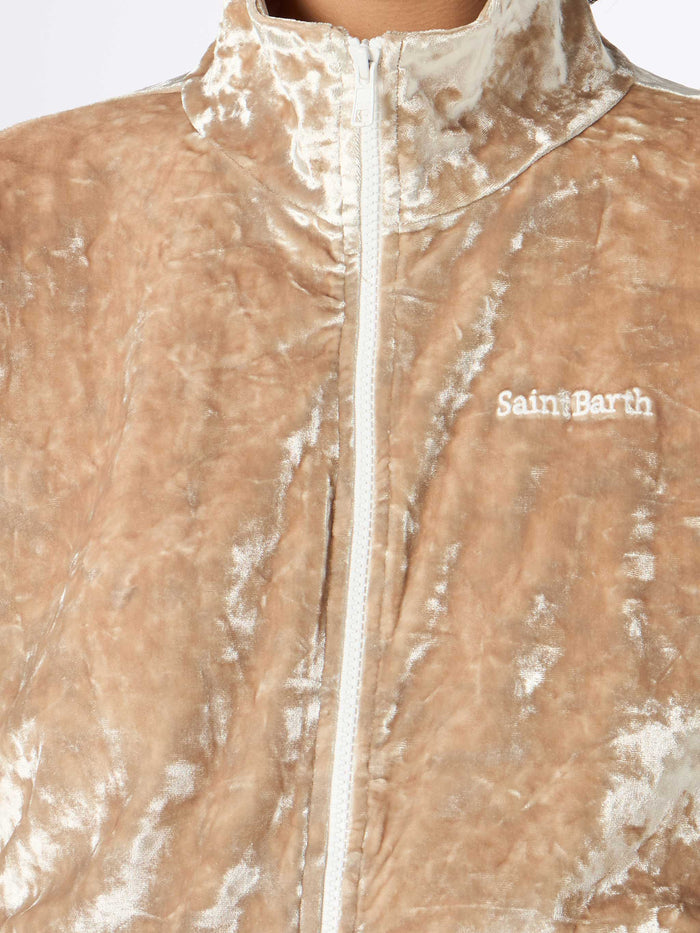 Miriam Beige Chenille Sweatshirt Brown Jacket