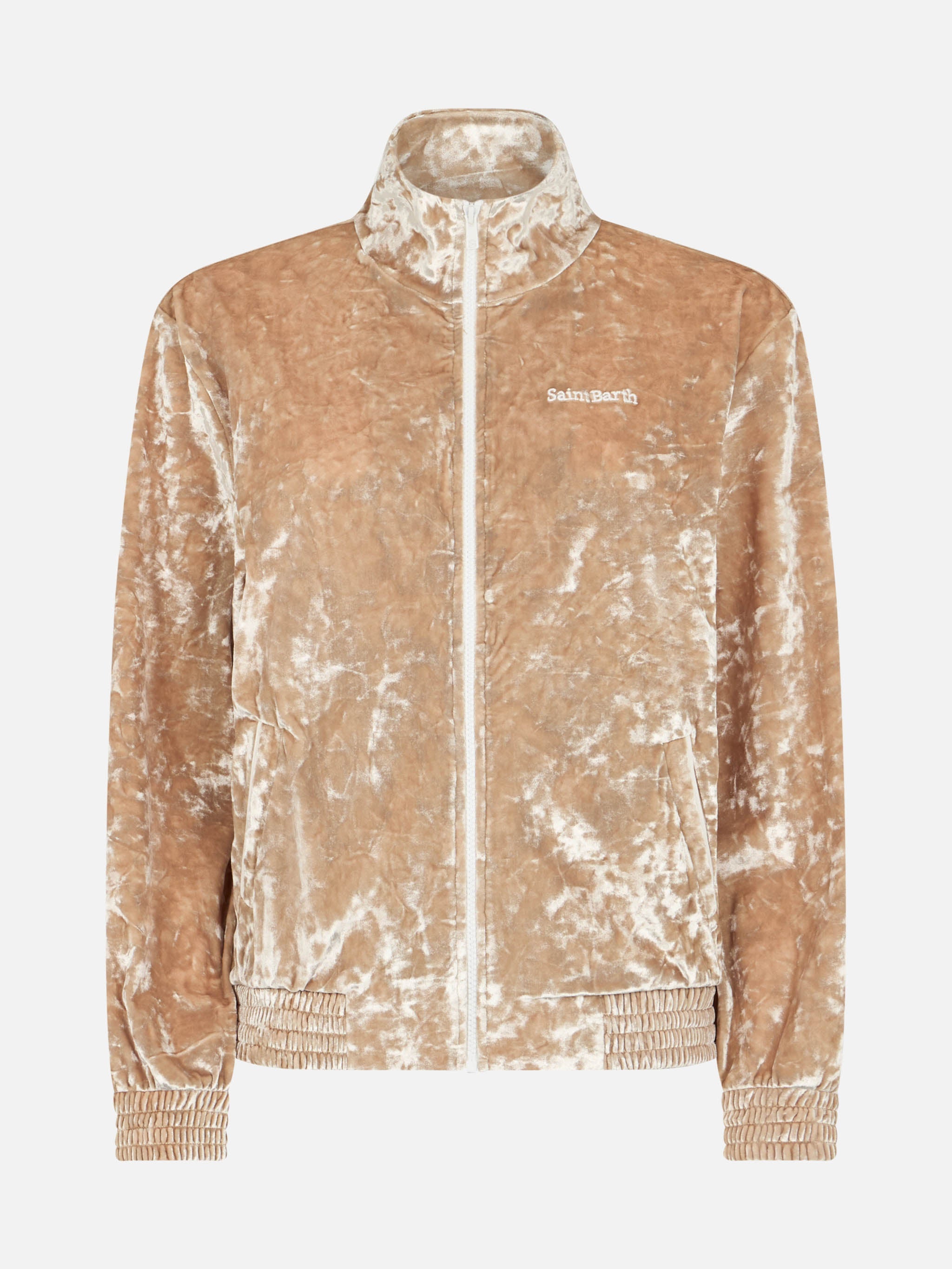 Miriam Beige Chenille Sweatshirt Brown Jacket