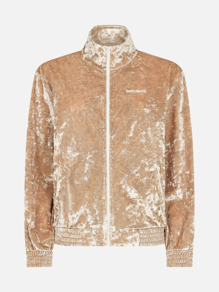 Miriam Beige Chenille Sweatshirt Brown Jacket