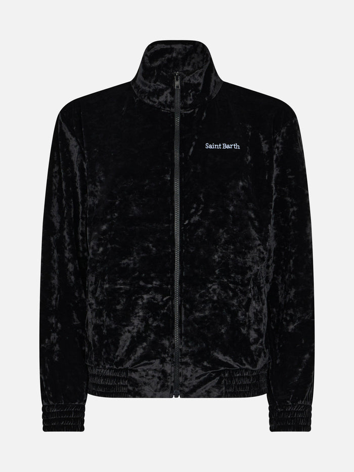 Miriam Black Chenille Sweatshirt With Embroidery Jacket