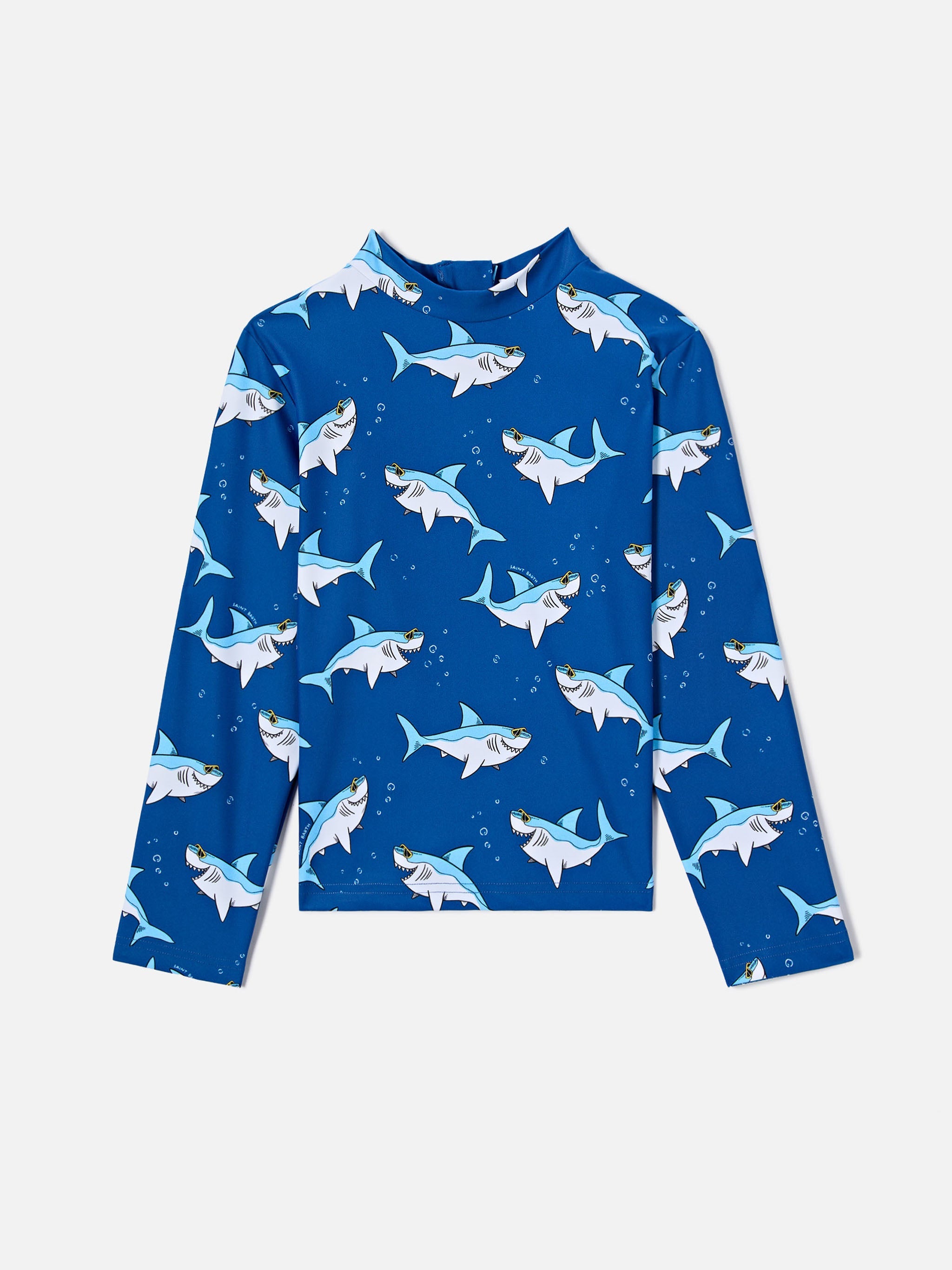 Moorish Anti-Uv T-Shirt With Shark Print Blue