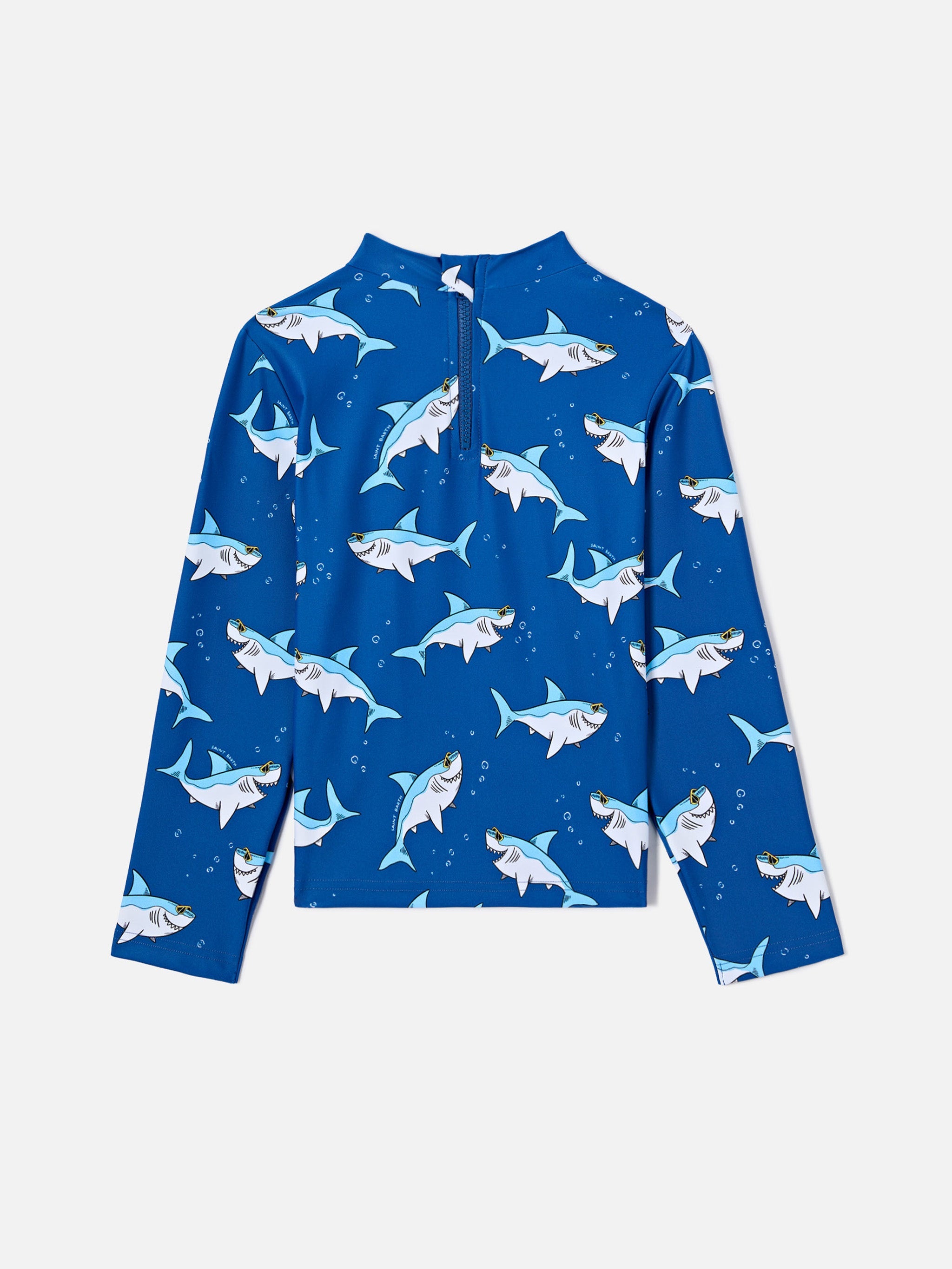 Moorish Anti-Uv T-Shirt With Shark Print Blue