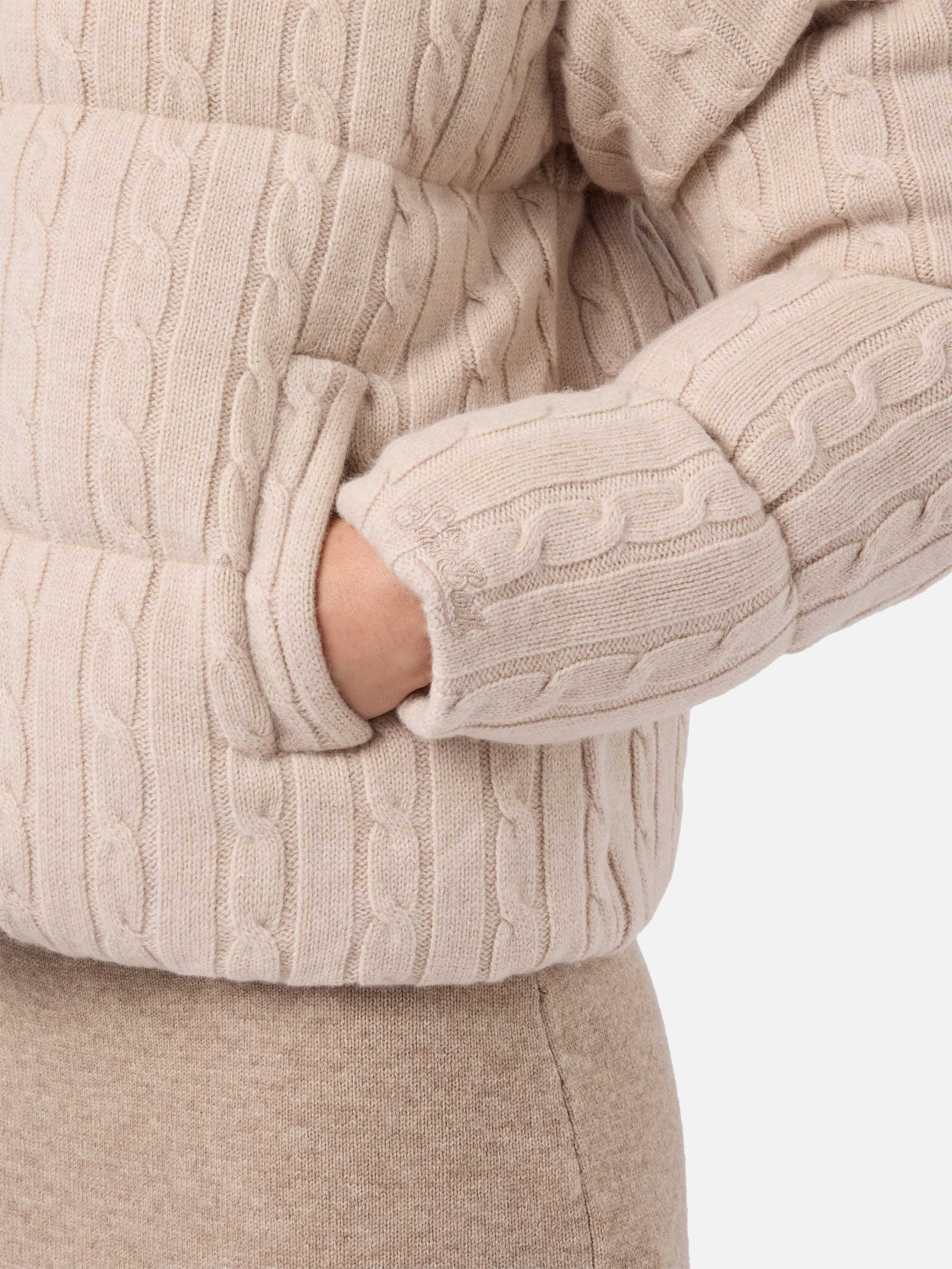 Mya Padded Cable-Knit Wool Jacket Brown