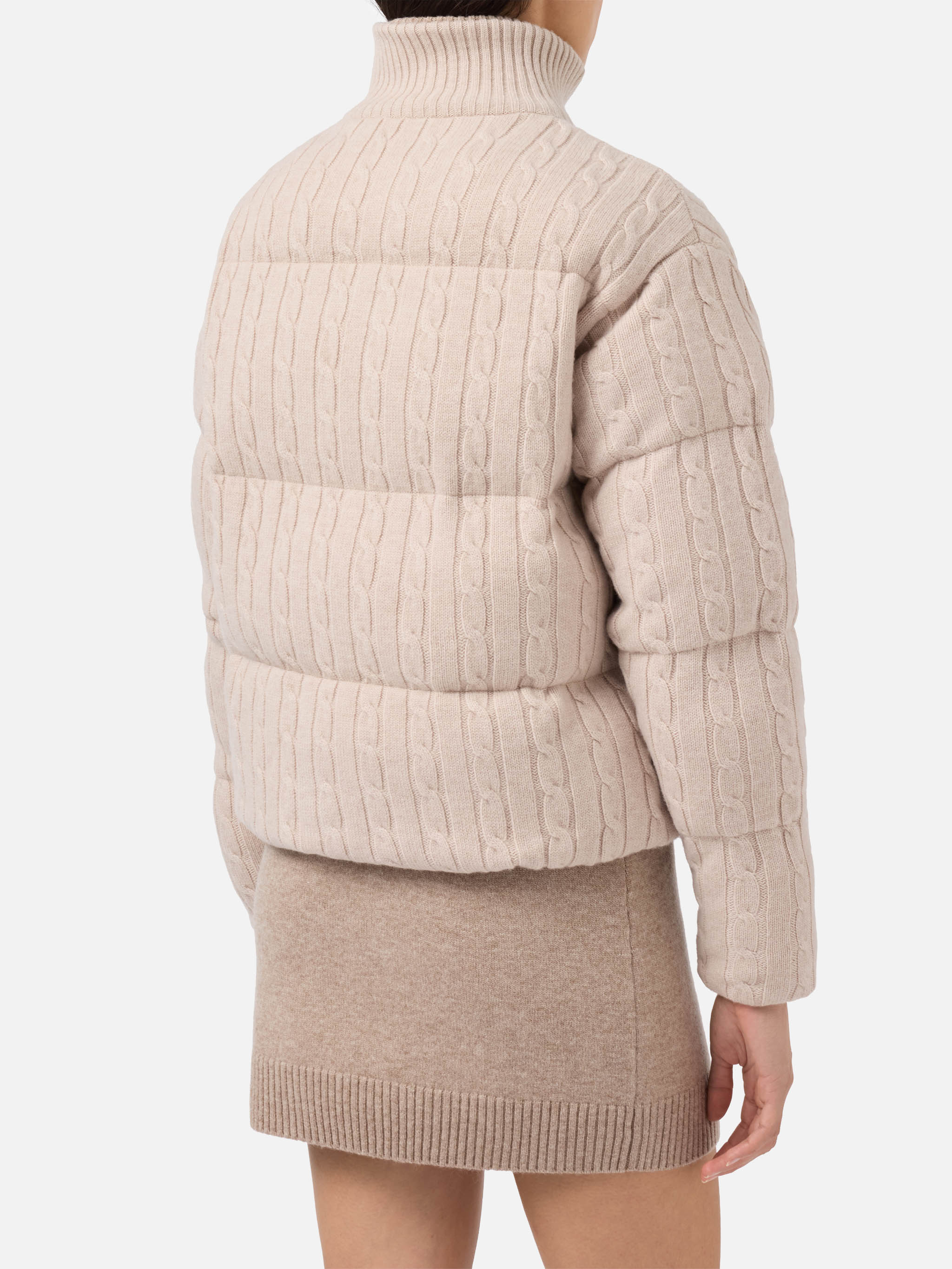 Mya Padded Cable-Knit Wool Jacket Brown