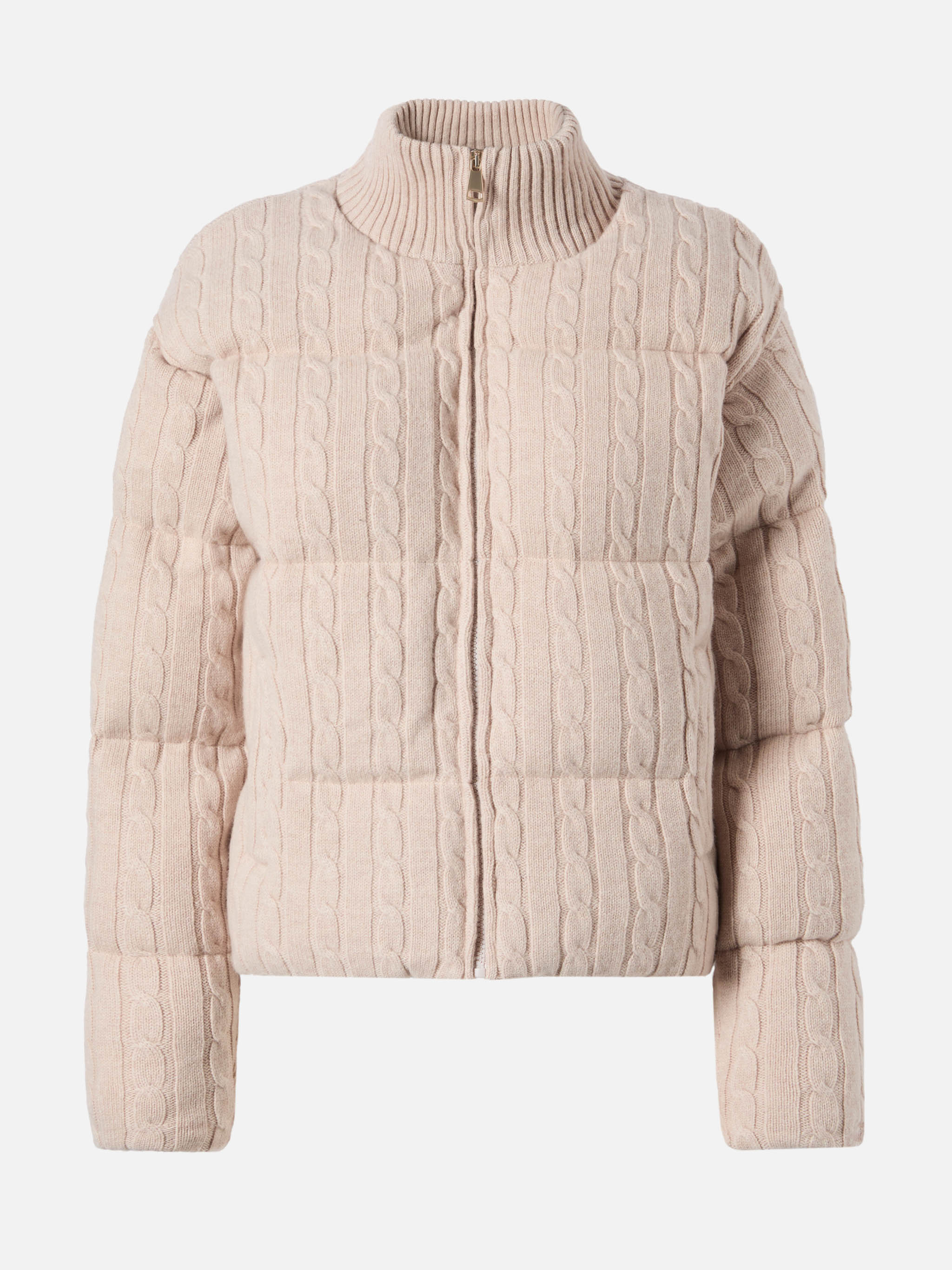 Mya Padded Cable-Knit Wool Jacket Brown