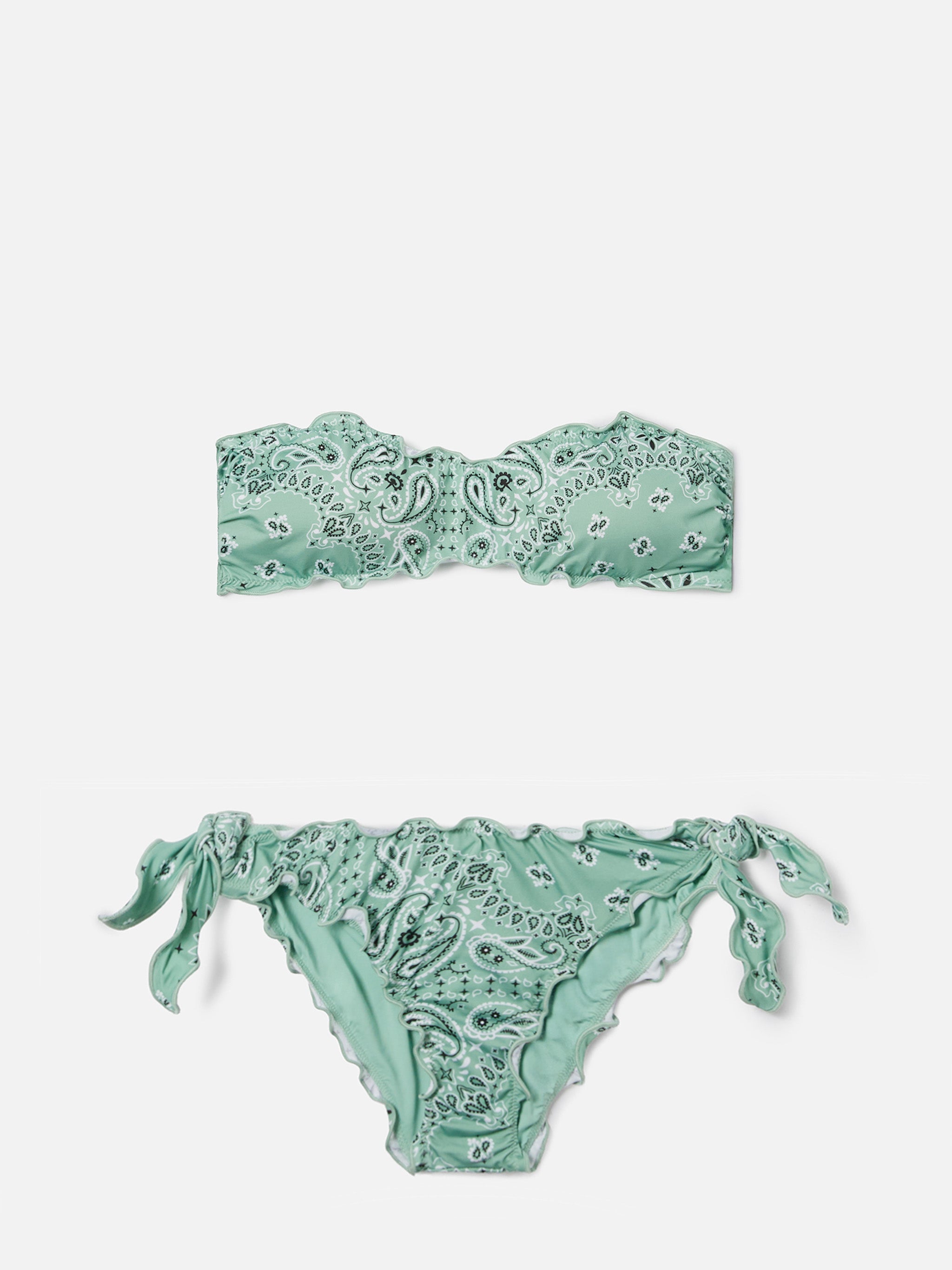 Bikini Myranda Bandeau With Sage Green Bandana Print