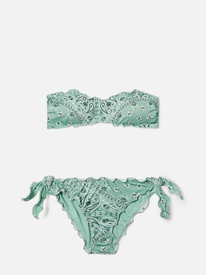 Bikini Myranda Bandeau With Sage Green Bandana Print