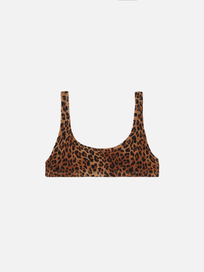 Naima Crinkle Classic Bralette Top With Leopard Print White