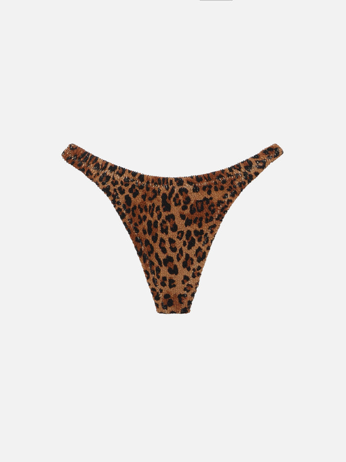 Naomi Cheeky Swim Briefs With Leopard Print White Bottom