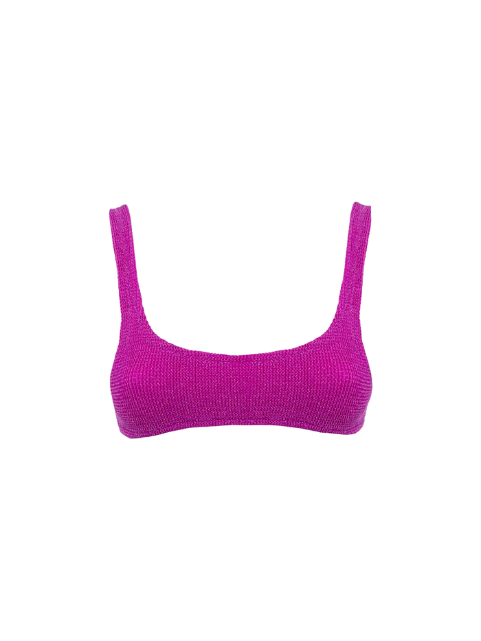 Naima Fuchsia Crinkle Lurex Bralette Bikini Top Pink