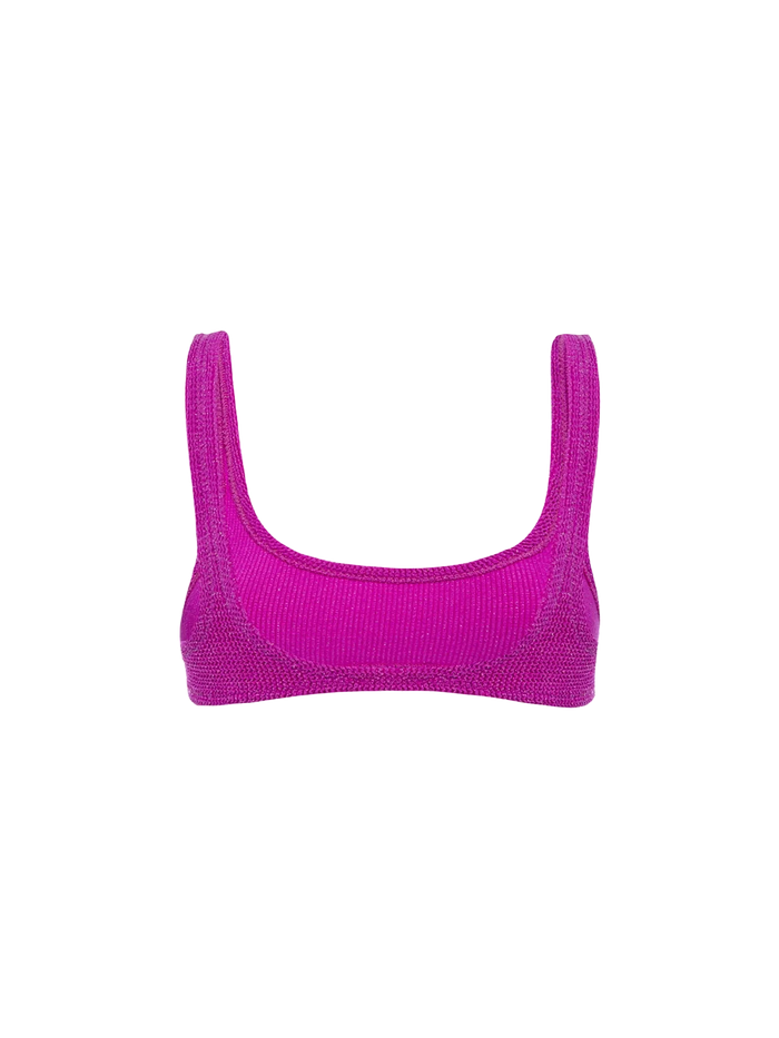 Naima Fuchsia Crinkle Lurex Bralette Bikini Top Pink