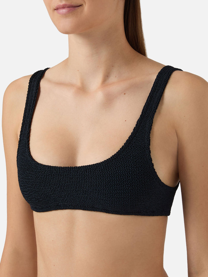 Naima Bralette Bikini Top Black Crinkle Fabric