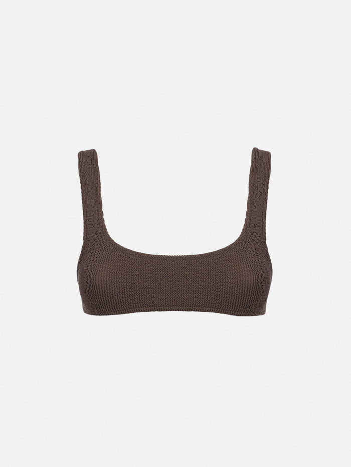 Naima Brown Crinkle Classic Bralette Top