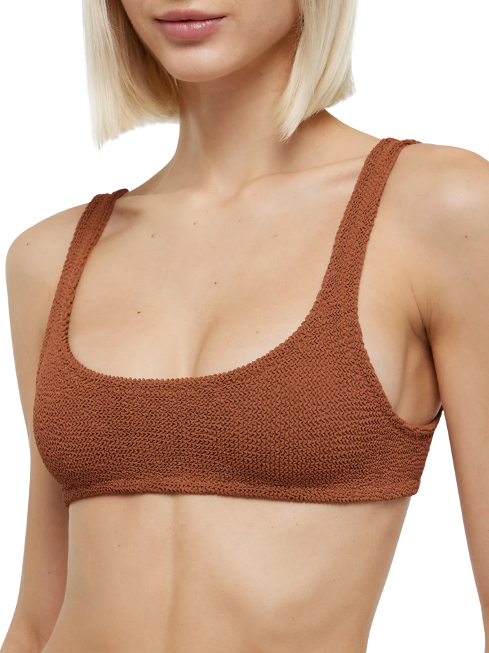 Naima Camel Brown Crinkle Classic Bralette Top