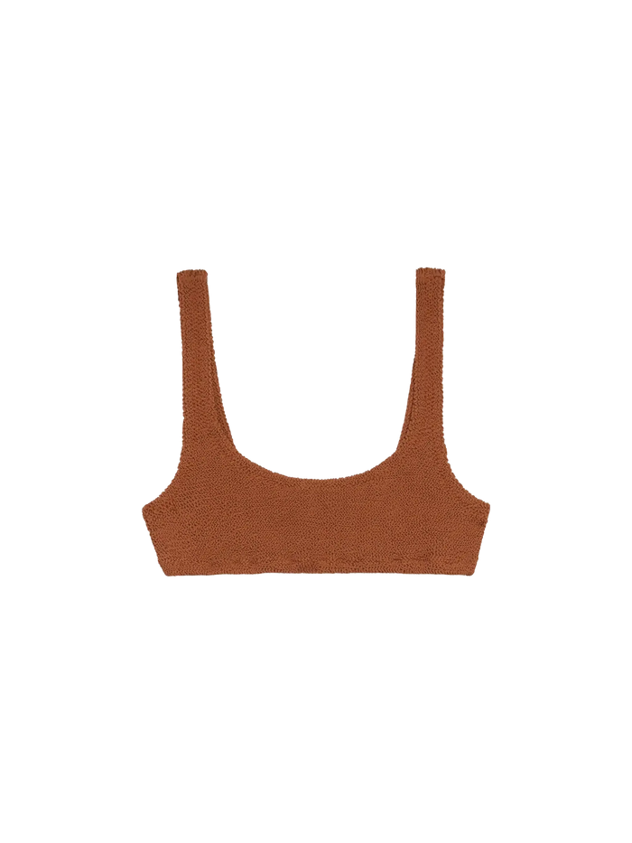 Naima Camel Brown Crinkle Classic Bralette Top