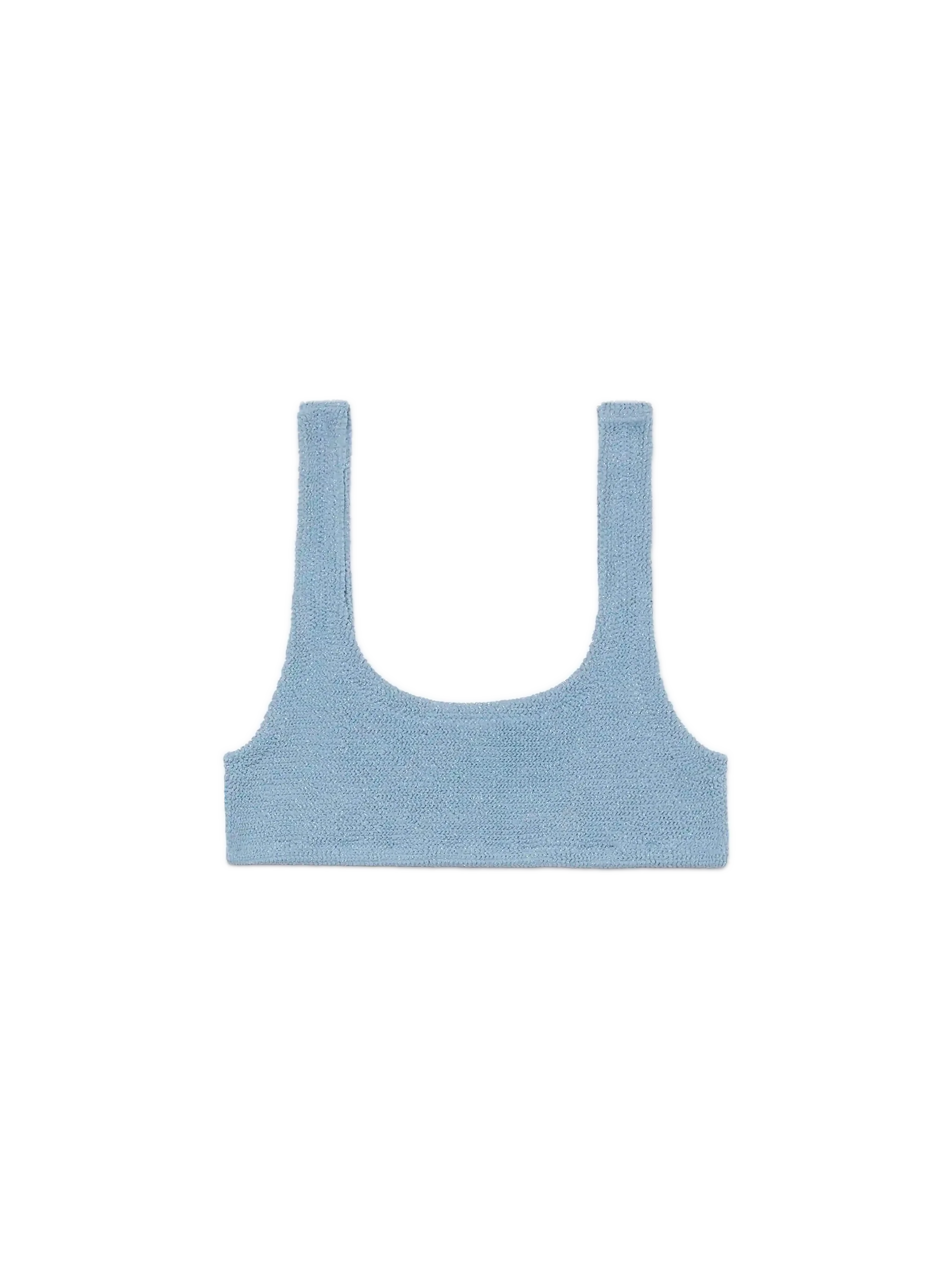 Naima Avio Blue Lurex Crinkle Classic Bralette Top Sky