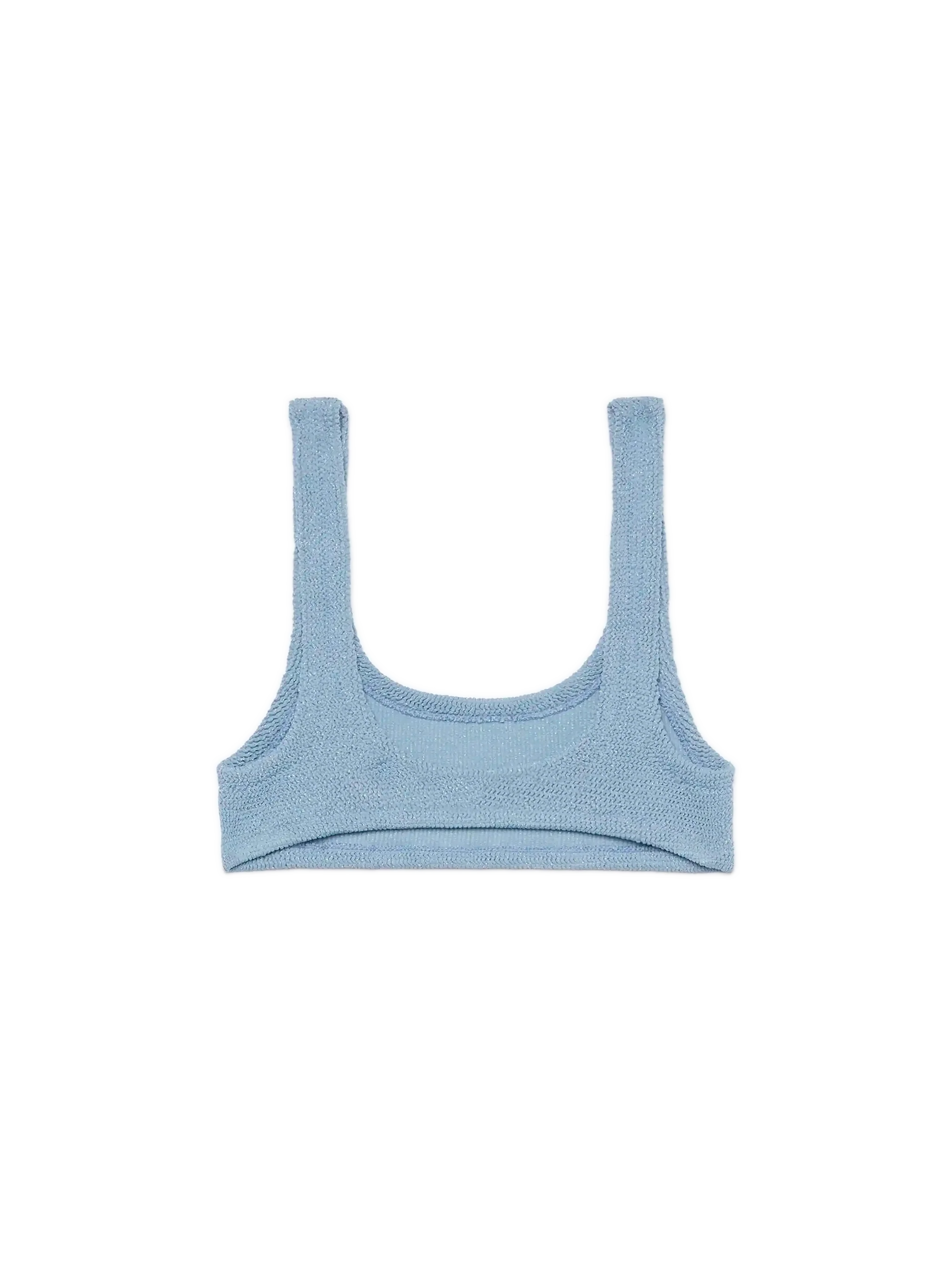 Naima Avio Blue Lurex Crinkle Classic Bralette Top Sky
