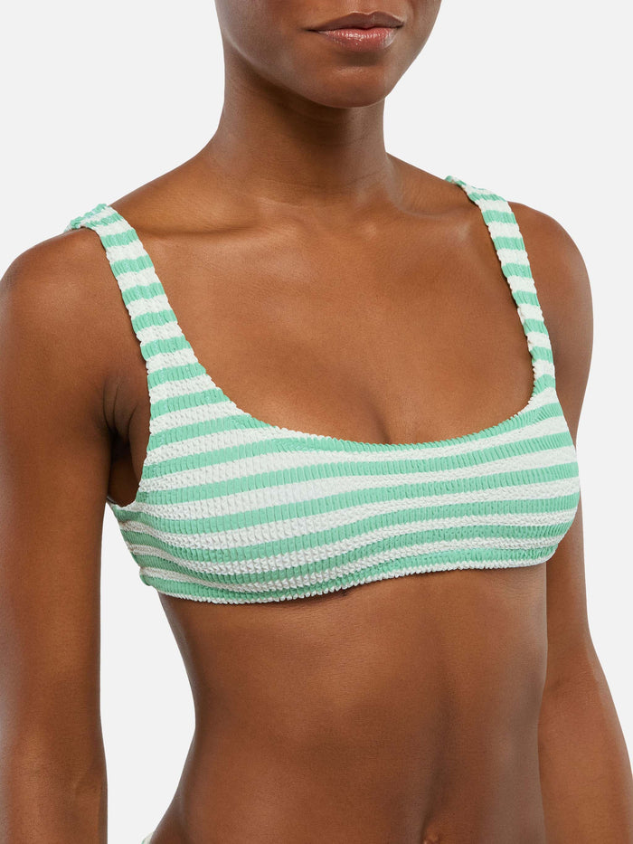 Naima Crinkle Classic Bralette Top With Striped Print Green