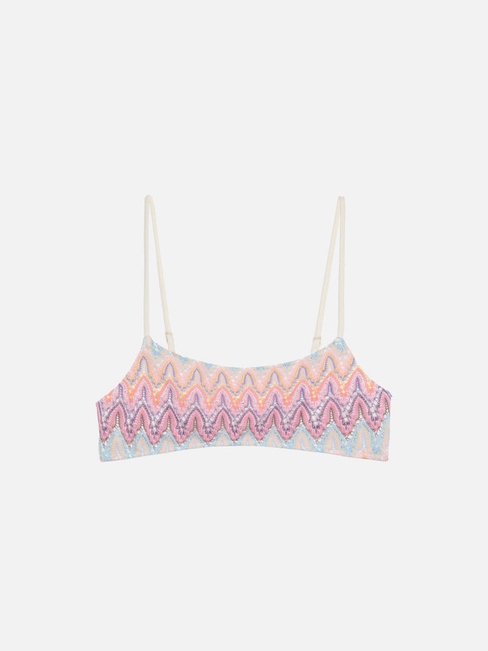 Sadie Raschel Knit Bralette Pink Top