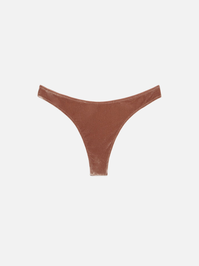 Naomi Camel Brown Velvet Cheeky Swim Briefs Bottom
