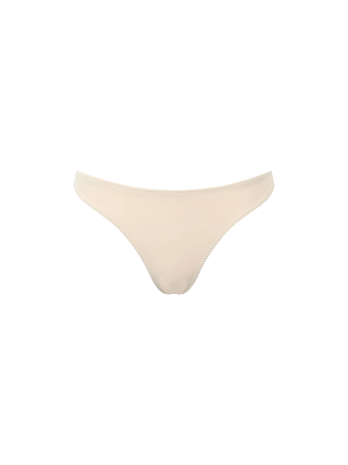 Beige Rhinestones Naomi Cheeky Swim Briefs White Bottom